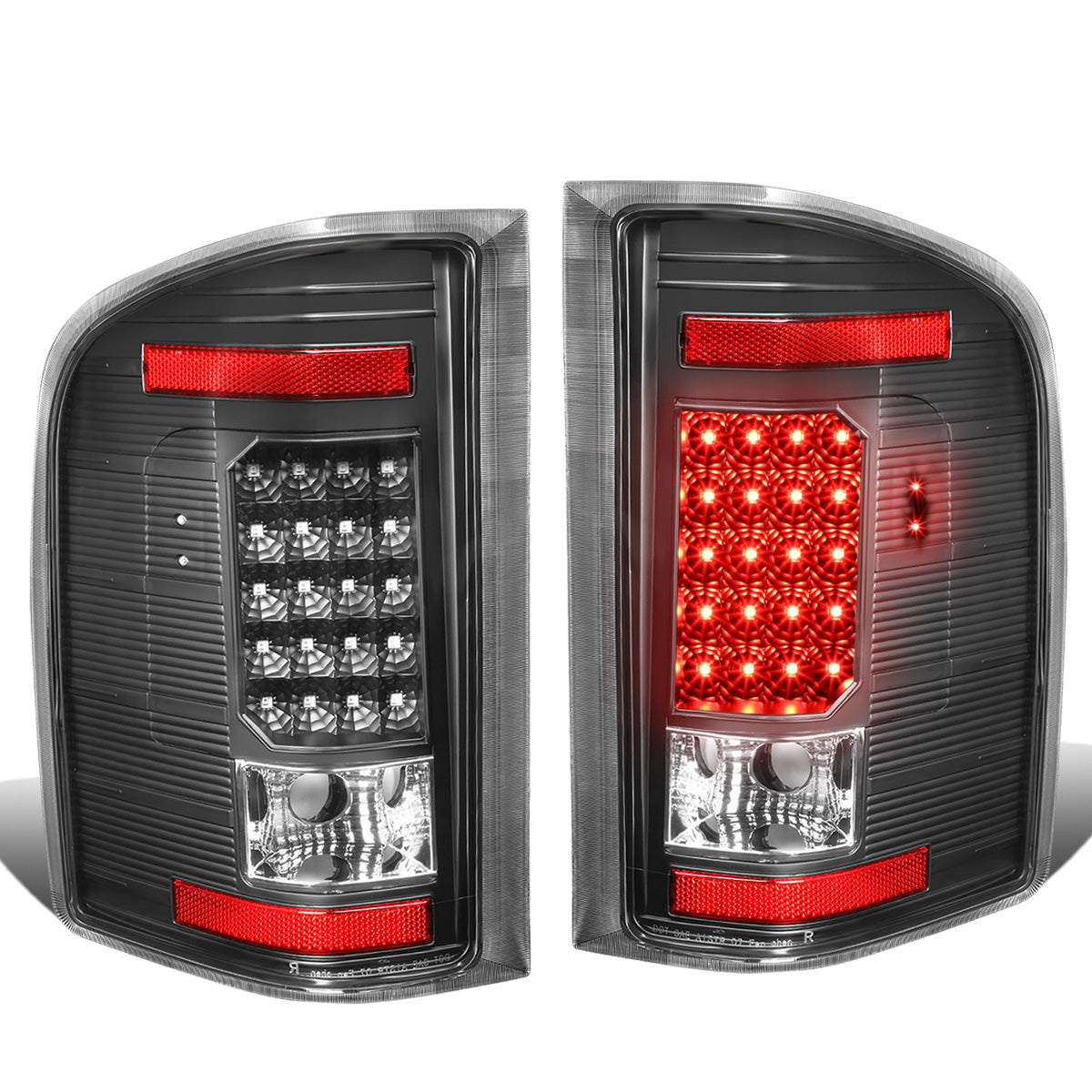 FAROS TRASEROS 07-13 CHEVY SILVERADO 1500 , GMC SIERRA 1500 / 07-14 CHEVY SILVERADO 2500HD , 3500HD , GMC SIERRA 2500HD , 3500HD - LED - BLACK / CLEAR