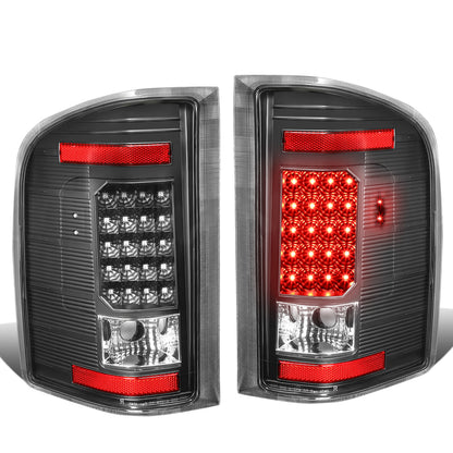 FAROS TRASEROS 07-13 CHEVY SILVERADO 1500 , GMC SIERRA 1500 / 07-14 CHEVY SILVERADO 2500HD , 3500HD , GMC SIERRA 2500HD , 3500HD - LED - BLACK / CLEAR