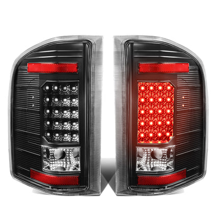 FAROS TRASEROS 07-13 CHEVY SILVERADO 1500 , GMC SIERRA 1500 / 07-14 CHEVY SILVERADO 2500HD , 3500HD , GMC SIERRA 2500HD , 3500HD - LED - BLACK / CLEAR