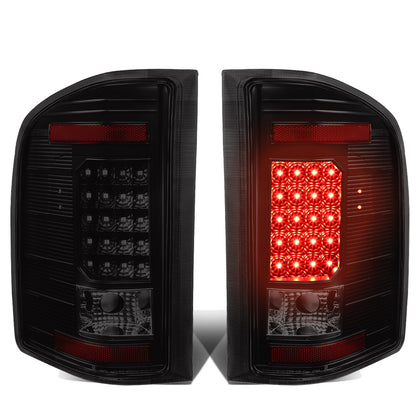 FAROS TRASEROS 07-13 CHEVY SILVERADO 1500 , GMC SIERRA 1500 / 07-14 CHEVY SILVERADO 2500HD , 3500HD , GMC SIERRA 2500HD , 3500HD - LED - BLACK / SMOKE