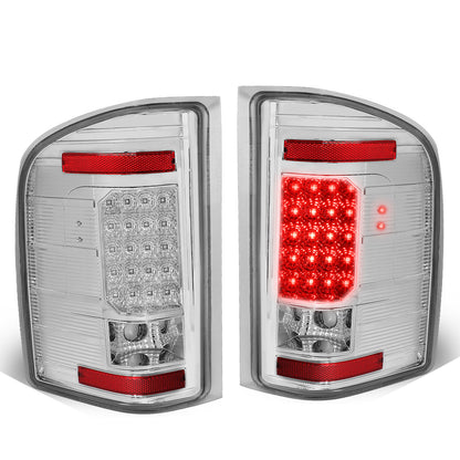 FAROS TRASEROS 07-13 CHEVY SILVERADO 1500 , GMC SIERRA 1500 / 07-14 CHEVY SILVERADO 2500HD , 3500HD , GMC SIERRA 2500HD , 3500HD - LED - CHROME / CLEAR
