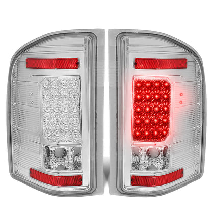 FAROS TRASEROS 07-13 CHEVY SILVERADO 1500 , GMC SIERRA 1500 / 07-14 CHEVY SILVERADO 2500HD , 3500HD , GMC SIERRA 2500HD , 3500HD - LED - CHROME / CLEAR