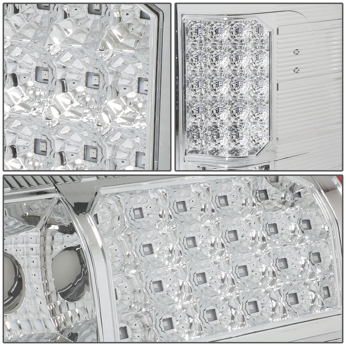 FAROS TRASEROS 07-13 CHEVY SILVERADO 1500 , GMC SIERRA 1500 / 07-14 CHEVY SILVERADO 2500HD , 3500HD , GMC SIERRA 2500HD , 3500HD - LED - CHROME / CLEAR