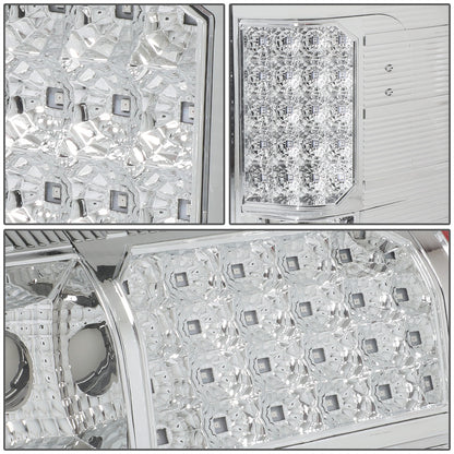 FAROS TRASEROS 07-13 CHEVY SILVERADO 1500 , GMC SIERRA 1500 / 07-14 CHEVY SILVERADO 2500HD , 3500HD , GMC SIERRA 2500HD , 3500HD - LED - CHROME / CLEAR