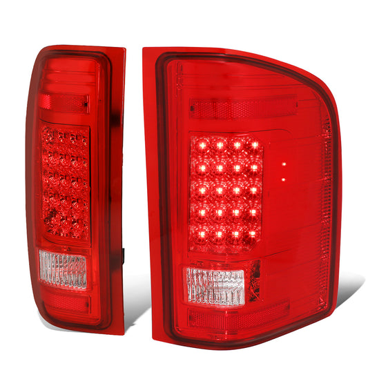 FAROS TRASEROS 07-13 CHEVY SILVERADO 1500 , GMC SIERRA 1500 / 07-14 CHEVY SILVERADO 2500HD , 3500HD , GMC SIERRA 2500HD , 3500HD - LED - CHROME / RED