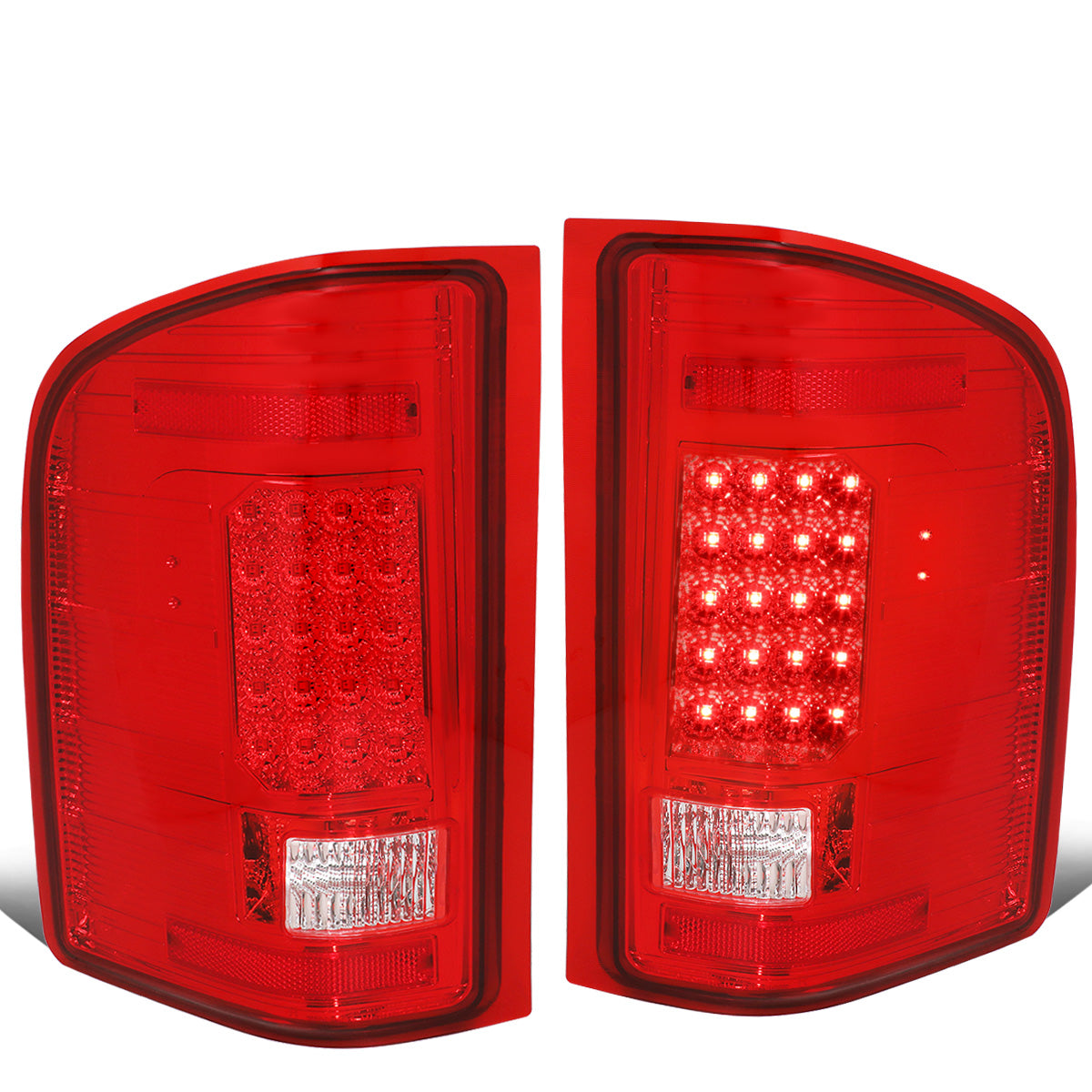FAROS TRASEROS 07-13 CHEVY SILVERADO 1500 , GMC SIERRA 1500 / 07-14 CHEVY SILVERADO 2500HD , 3500HD , GMC SIERRA 2500HD , 3500HD - LED - CHROME / RED
