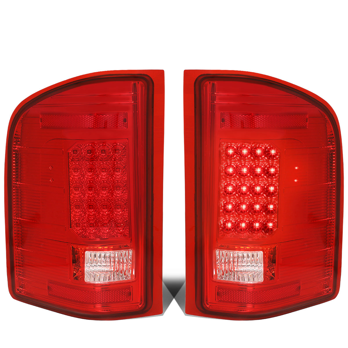 FAROS TRASEROS 07-13 CHEVY SILVERADO 1500 , GMC SIERRA 1500 / 07-14 CHEVY SILVERADO 2500HD , 3500HD , GMC SIERRA 2500HD , 3500HD - LED - CHROME / RED