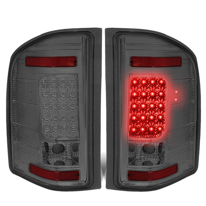 FAROS TRASEROS 07-13 CHEVY SILVERADO 1500 , GMC SIERRA 1500 / 07-14 CHEVY SILVERADO 2500HD , 3500HD , GMC SIERRA 2500HD , 3500HD - LED - CHROME / SMOKE