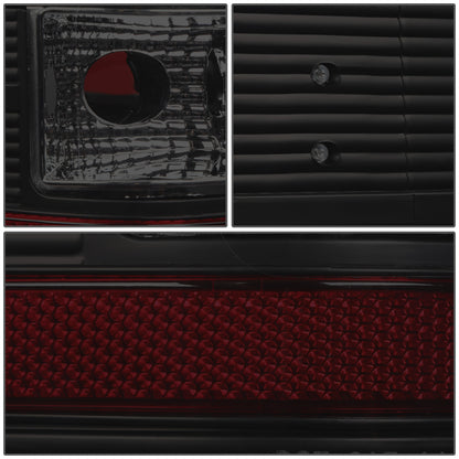 FAROS TRASEROS 07-13 CHEVY SILVERADO 1500 , GMC SIERRA 1500 / 07-14 CHEVY SILVERADO 2500HD , 3500HD , GMC SIERRA 2500HD , 3500HD - RED 3D STRIP - LED - BLACK / SMOKE