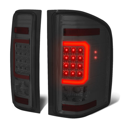 FAROS TRASEROS 07-13 CHEVY SILVERADO 1500 , GMC SIERRA 1500 / 07-14 CHEVY SILVERADO 2500HD , 3500HD , GMC SIERRA 2500HD , 3500HD - RED 3D STRIP - LED - CHROME / SMOKE