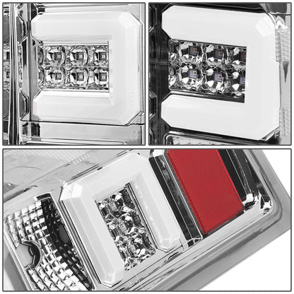 FAROS TRASEROS 14-19 CHEVY SILVERADO 1500 - 15-19 SILVERADO 2500HD 3500HD - 15-19 GMC SIERRA 3500HD DUAL REAR WHEELS - HALOGEN TAIL LIGHT MODELS ONLY - C-BAR - DUAL 3D STRIPS - LED - CHROME / CLEAR
