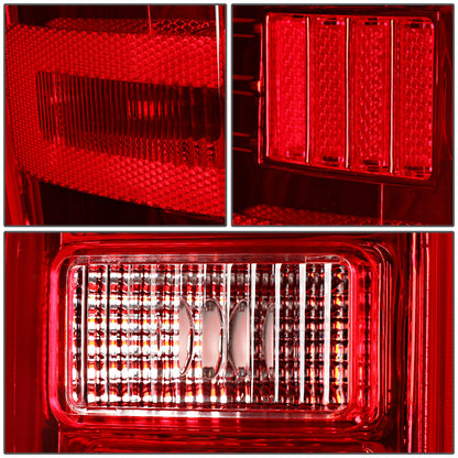 FAROS TRASEROS 14-19 CHEVY SILVERADO 1500 - 15-19 SILVERADO 2500HD 3500HD - 15-19 GMC SIERRA 3500HD DUAL REAR WHEELS - HALOGEN TAIL LIGHT MODELS ONLY - C-BAR - DUAL 3D STRIPS - LED - CHROME / RED