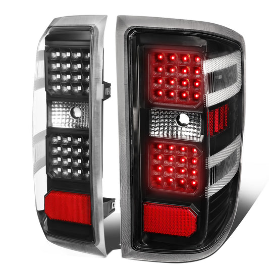 FAROS TRASEROS 14-19 CHEVY SILVERADO 1500 - 15-19 SILVERADO 2500HD 3500HD - 15-19 GMC SIERRA 3500HD DUAL REAR WHEELS - HALOGEN TAIL LIGHT MODELS ONLY - DUAL LED - BLACK / CLEAR