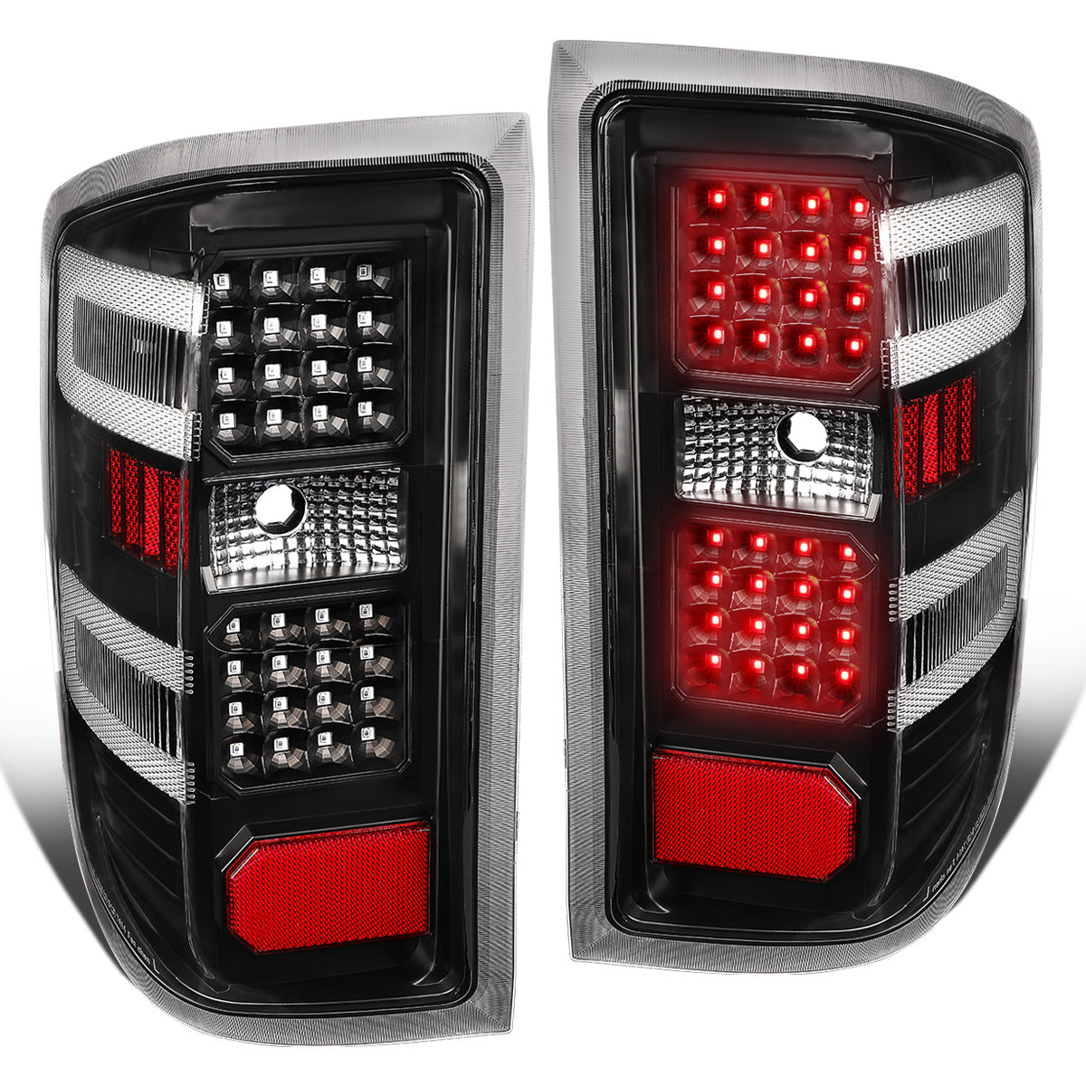 FAROS TRASEROS 14-19 CHEVY SILVERADO 1500 - 15-19 SILVERADO 2500HD 3500HD - 15-19 GMC SIERRA 3500HD DUAL REAR WHEELS - HALOGEN TAIL LIGHT MODELS ONLY - DUAL LED - BLACK / CLEAR