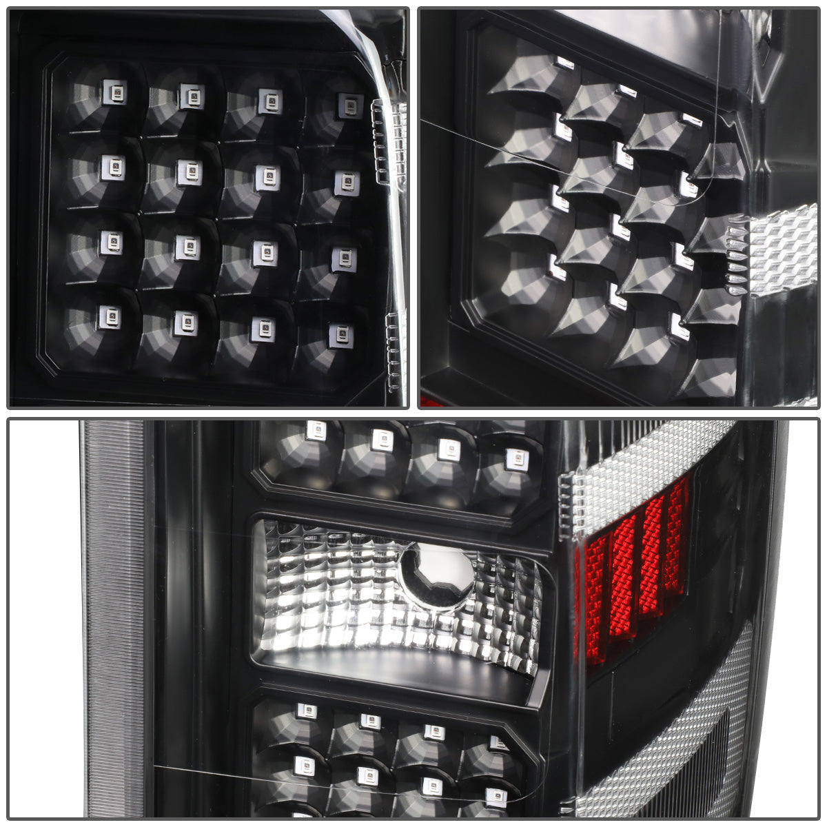 FAROS TRASEROS 14-19 CHEVY SILVERADO 1500 - 15-19 SILVERADO 2500HD 3500HD - 15-19 GMC SIERRA 3500HD DUAL REAR WHEELS - HALOGEN TAIL LIGHT MODELS ONLY - DUAL LED - BLACK / CLEAR