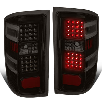 FAROS TRASEROS 14-19 CHEVY SILVERADO 1500 - 15-19 SILVERADO 2500HD 3500HD - 15-19 GMC SIERRA 3500HD DUAL REAR WHEELS - HALOGEN TAIL LIGHT MODELS ONLY - DUAL LED - BLACK / SMOKE