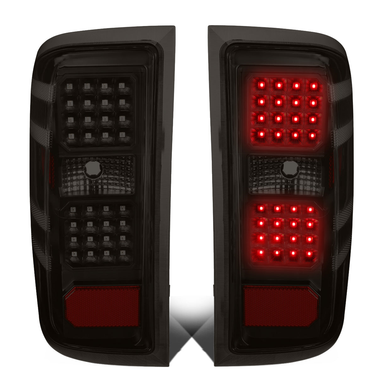 FAROS TRASEROS 14-19 CHEVY SILVERADO 1500 - 15-19 SILVERADO 2500HD 3500HD - 15-19 GMC SIERRA 3500HD DUAL REAR WHEELS - HALOGEN TAIL LIGHT MODELS ONLY - DUAL LED - BLACK / SMOKE