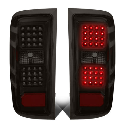 FAROS TRASEROS 14-19 CHEVY SILVERADO 1500 - 15-19 SILVERADO 2500HD 3500HD - 15-19 GMC SIERRA 3500HD DUAL REAR WHEELS - HALOGEN TAIL LIGHT MODELS ONLY - DUAL LED - BLACK / SMOKE