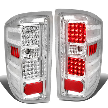 FAROS TRASEROS 14-19 CHEVY SILVERADO 1500 - 15-19 SILVERADO 2500HD 3500HD - 15-19 GMC SIERRA 3500HD DUAL REAR WHEELS - HALOGEN TAIL LIGHT MODELS ONLY - DUAL LED - CHROME / CLEAR