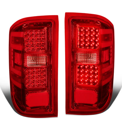 FAROS TRASEROS 14-19 CHEVY SILVERADO 1500 - 15-19 SILVERADO 2500HD 3500HD - 15-19 GMC SIERRA 3500HD DUAL REAR WHEELS - HALOGEN TAIL LIGHT MODELS ONLY - DUAL LED - CHROME / RED
