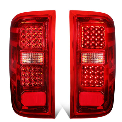 FAROS TRASEROS 14-19 CHEVY SILVERADO 1500 - 15-19 SILVERADO 2500HD 3500HD - 15-19 GMC SIERRA 3500HD DUAL REAR WHEELS - HALOGEN TAIL LIGHT MODELS ONLY - DUAL LED - CHROME / RED