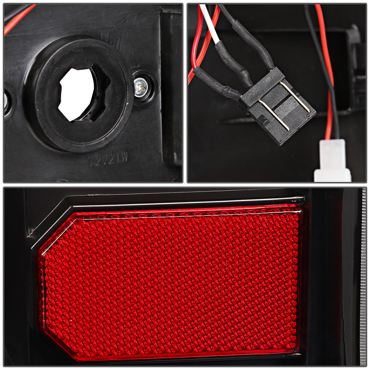 FAROS TRASEROS 14-19 CHEVY SILVERADO 1500 - 15-19 SILVERADO 2500HD 3500HD - 15-19 GMC SIERRA 3500HD DUAL REAR WHEELS - HALOGEN TAIL LIGHT MODELS ONLY - C-BAR - DUAL RED 3D STRIPS - LED - BLACK / CLEAR