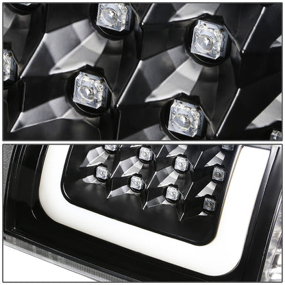 FAROS TRASEROS 99-02 CHEVY SILVERADO 1500 , 2500 , 3500 , HD MODELS / 99-03 GMC SIERRA 1500 , 2500 , HD MODELS - C-BAR - 3D - U-HALO LED - BLACK / CLEAR