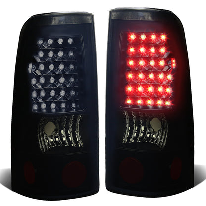 FAROS TRASEROS 99-02 CHEVY SILVERADO 1500 , 2500 , 3500 , HD MODELS / 99-03 GMC SIERRA 1500 , 2500 , 3500 , HD MODELS - LED - BLACK / SMOKE