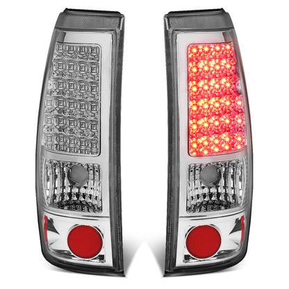 FAROS TRASEROS 99-02 CHEVY SILVERADO 1500 , 2500 , 3500 , HD MODELS / 99-03 GMC SIERRA 1500 , 2500 , 3500 , HD MODELS - LED - CHROME / CLEAR