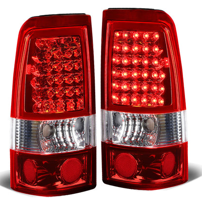 FAROS TRASEROS 99-02 CHEVY SILVERADO 1500 , 2500 , 3500 , HD MODELS / 99-03 GMC SIERRA 1500 , 2500 , 3500 , HD MODELS - LED - CHROME / RED