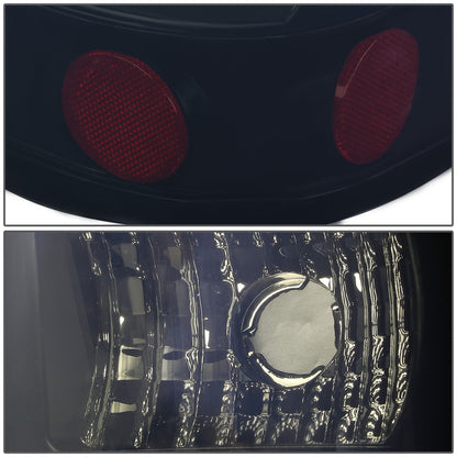 FAROS TRASEROS 99-02 CHEVY SILVERADO 1500 , 2500 , 3500 , HD MODELS / 99-03 GMC SIERRA 1500 , 2500 , HD MODELS - RED C-BAR - 3D - U-HALO LED - BLACK / SMOKE