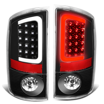 FAROS TRASEROS 02-06 DODGE RAM 1500 / 03-06 DODGE RAM 2500 , 3500 - C-BAR - U-HALO LED - BLACK / CLEAR