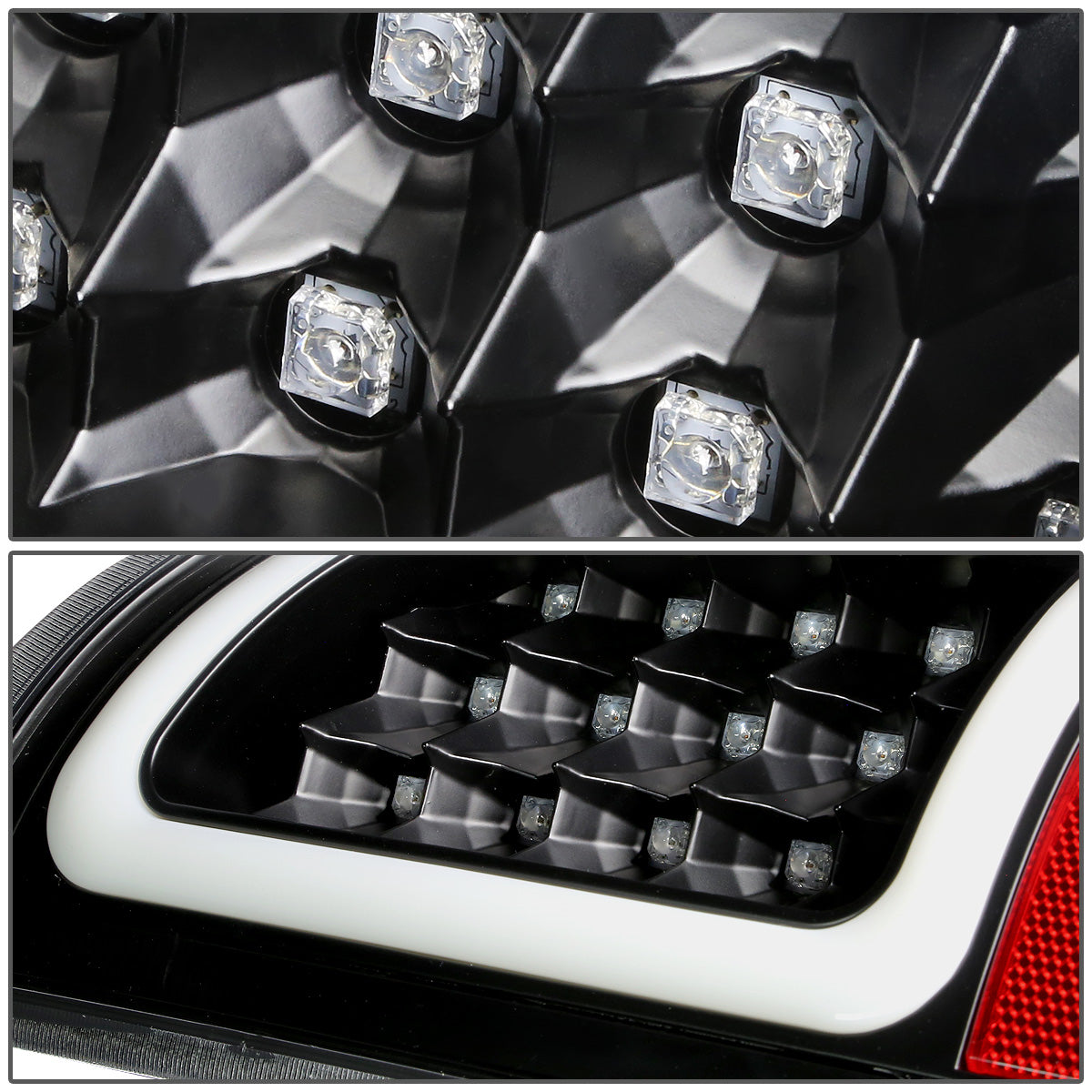 FAROS TRASEROS 02-06 DODGE RAM 1500 / 03-06 DODGE RAM 2500 , 3500 - C-BAR - U-HALO LED - BLACK / CLEAR