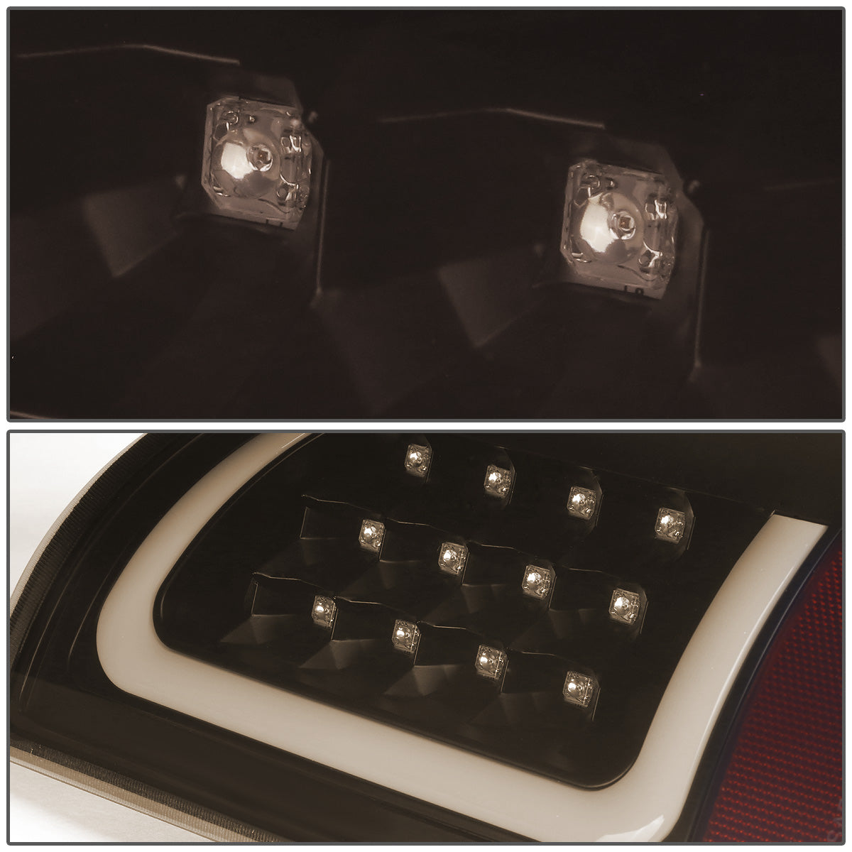 FAROS TRASEROS 02-06 DODGE RAM 1500 / 03-06 DODGE RAM 2500 , 3500 - C-BAR - U-HALO LED - BLACK / SMOKE