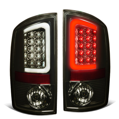 FAROS TRASEROS 02-06 DODGE RAM 1500 / 03-06 DODGE RAM 2500 , 3500 - C-BAR - U-HALO LED - CHROME / SMOKE