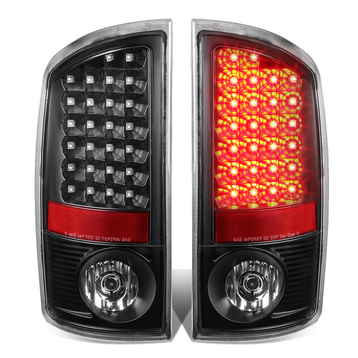 FAROS TRASEROS 02-06 DODGE RAM 1500 / 03-06 DODGE RAM 2500 , 3500 - LED - BLACK / CLEAR