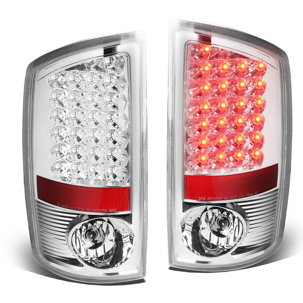 FAROS TRASEROS 02-06 DODGE RAM 1500 / 03-06 DODGE RAM 2500 , 3500 - LED - CHROME / CLEAR