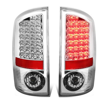 FAROS TRASEROS 02-06 DODGE RAM 1500 / 03-06 DODGE RAM 2500 , 3500 - LED - CHROME / CLEAR