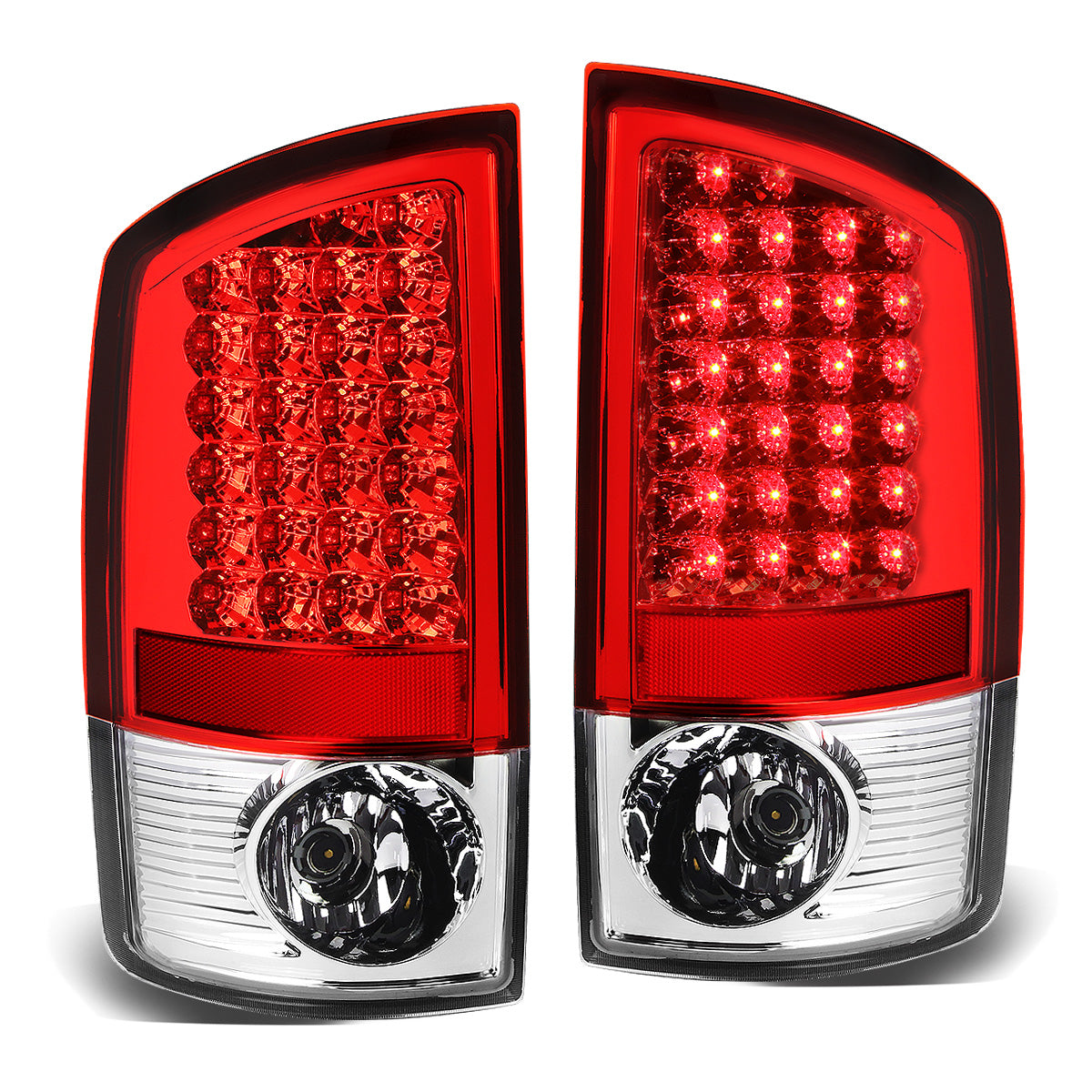 FAROS TRASEROS 02-06 DODGE RAM 1500 / 03-06 DODGE RAM 2500 , 3500 - LED - CHROME / RED