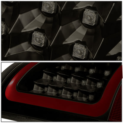 FAROS TRASEROS 02-06 DODGE RAM 1500 / 03-06 DODGE RAM 2500 , 3500 - RED C-BAR - 3D - U-HALO LED - BLACK / SMOKE
