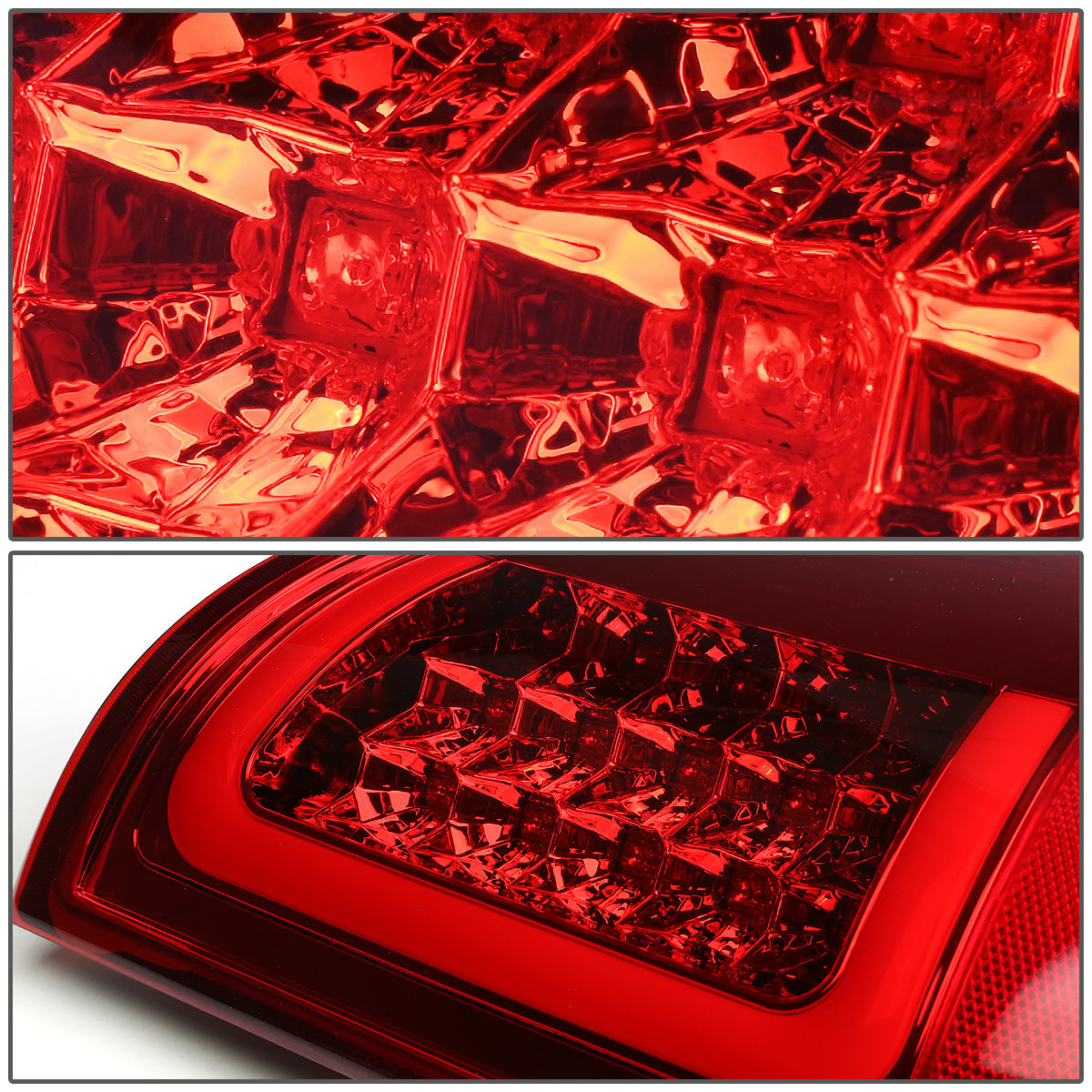 FAROS TRASEROS 02-06 DODGE RAM 1500 / 03-06 DODGE RAM 2500 , 3500 - RED C-BAR - 3D - U-HALO LED - CHROME / RED