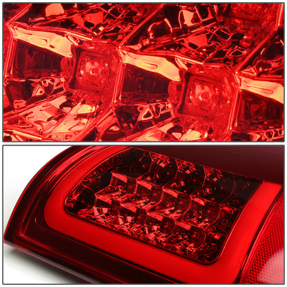 FAROS TRASEROS 02-06 DODGE RAM 1500 / 03-06 DODGE RAM 2500 , 3500 - RED C-BAR - 3D - U-HALO LED - CHROME / RED