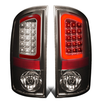 FAROS TRASEROS 02-06 DODGE RAM 1500 / 03-06 DODGE RAM 2500 , 3500 - RED C-BAR - 3D - U-HALO LED - CHROME / SMOKE