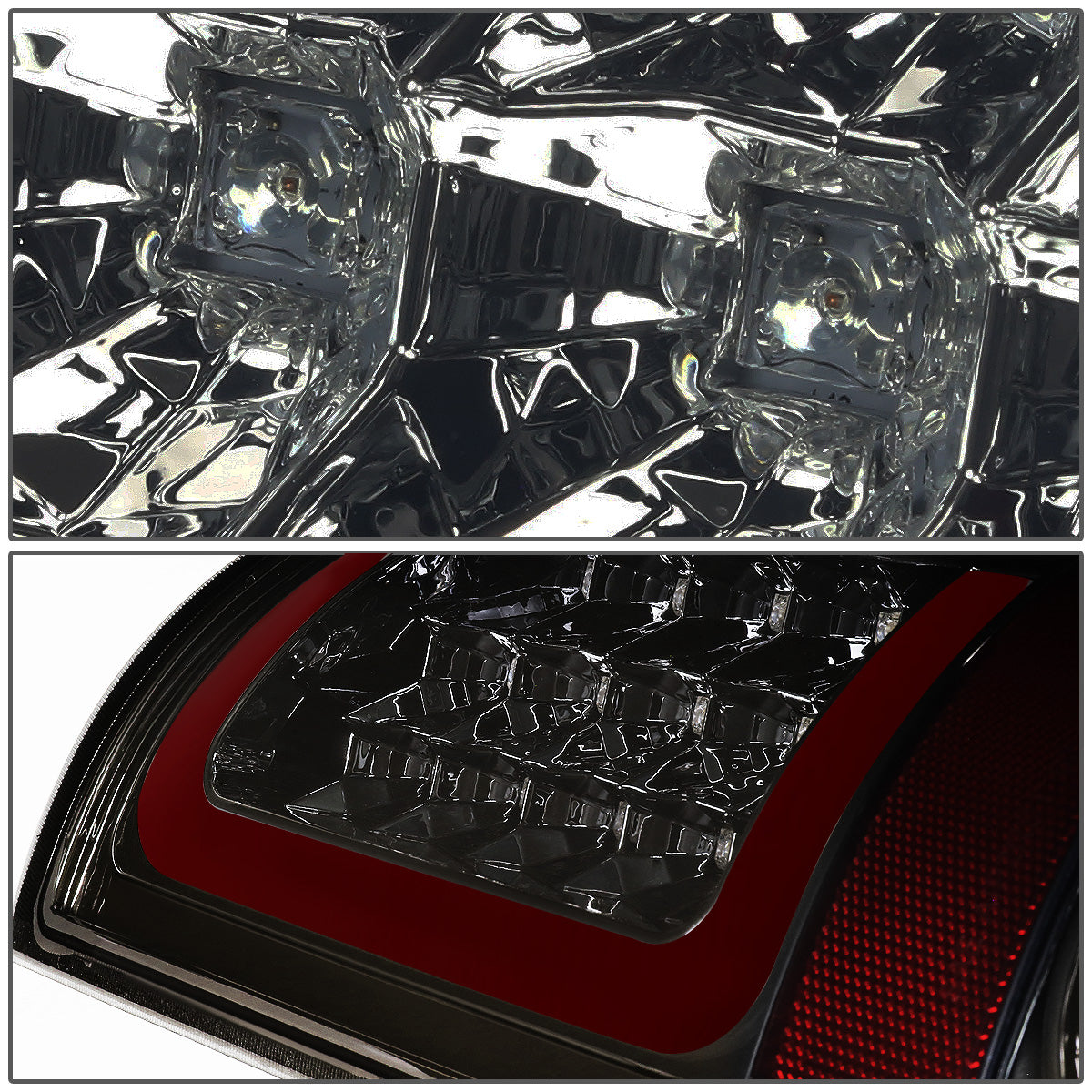 FAROS TRASEROS 02-06 DODGE RAM 1500 / 03-06 DODGE RAM 2500 , 3500 - RED C-BAR - 3D - U-HALO LED - CHROME / SMOKE