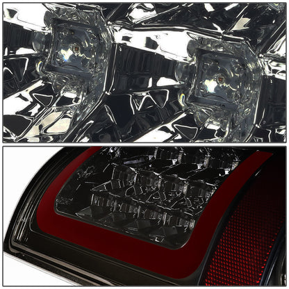 FAROS TRASEROS 02-06 DODGE RAM 1500 / 03-06 DODGE RAM 2500 , 3500 - RED C-BAR - 3D - U-HALO LED - CHROME / SMOKE