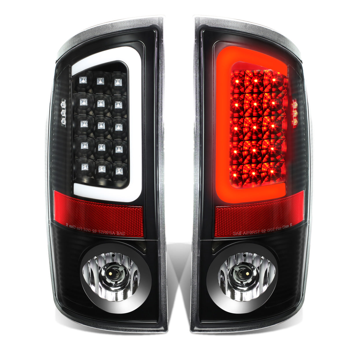 FAROS TRASEROS 07-08 DODGE RAM 1500 / 07-09 DODGE RAM 2500 , 3500 - C-BAR - 3D - U-HALO LED - BLACK / CLEAR