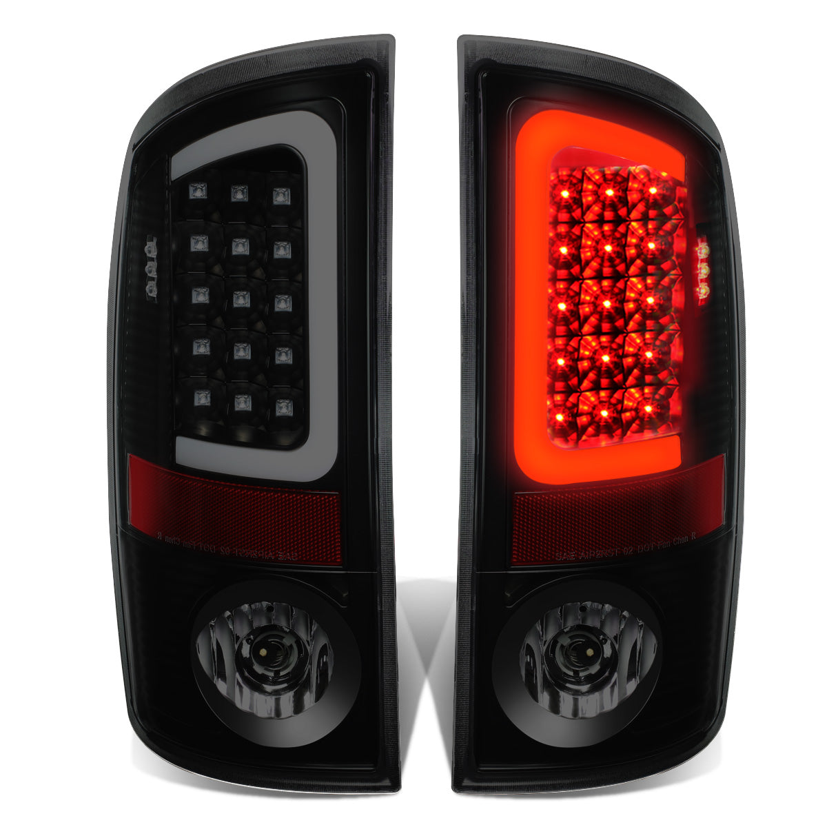 FAROS TRASEROS 07-08 DODGE RAM 1500 / 07-09 DODGE RAM 2500 , 3500 - C-BAR - 3D - U-HALO LED - BLACK / SMOKE