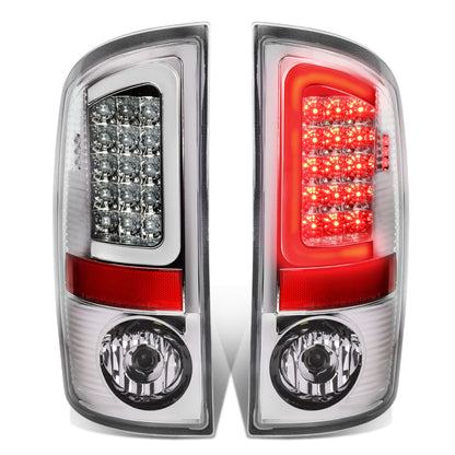 FAROS TRASEROS 07-08 DODGE RAM 1500 / 07-09 DODGE RAM 2500 , 3500 - C-BAR - 3D - U-HALO LED - CHROME / CLEAR