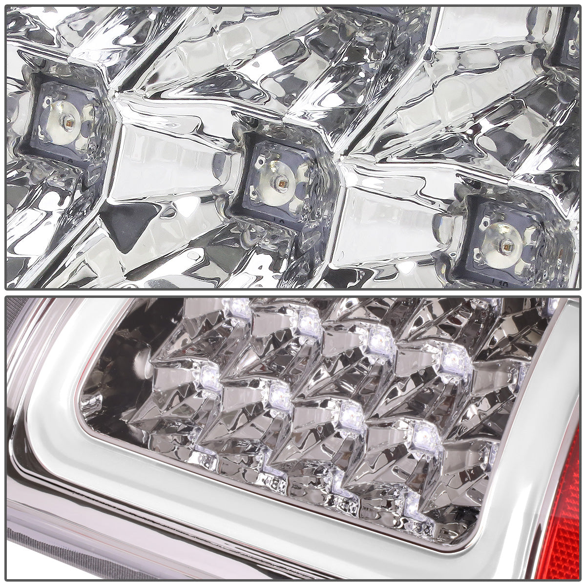 FAROS TRASEROS 07-08 DODGE RAM 1500 / 07-09 DODGE RAM 2500 , 3500 - C-BAR - 3D - U-HALO LED - CHROME / CLEAR