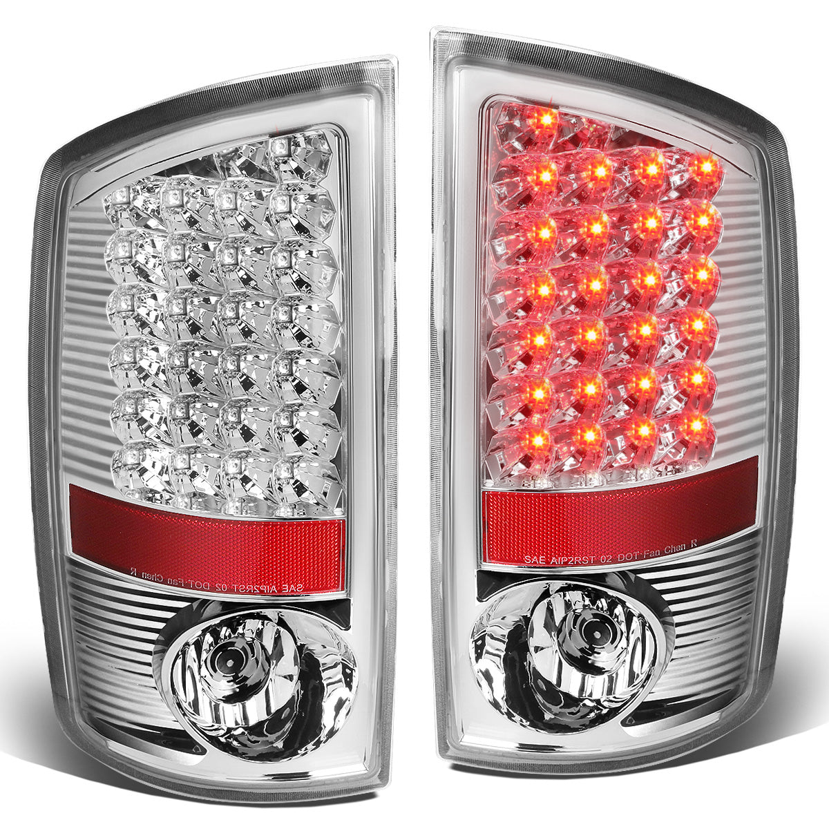 FAROS TRASEROS 07-08 DODGE RAM 1500 / 07-09 DODGE RAM 2500 , 3500 - LED - CHROME / CLEAR
